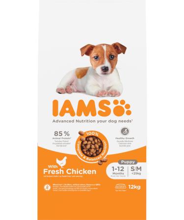 IAMS Dry Food for Small and Medium Breed Puppies with Fresh Chicken, 12 kg