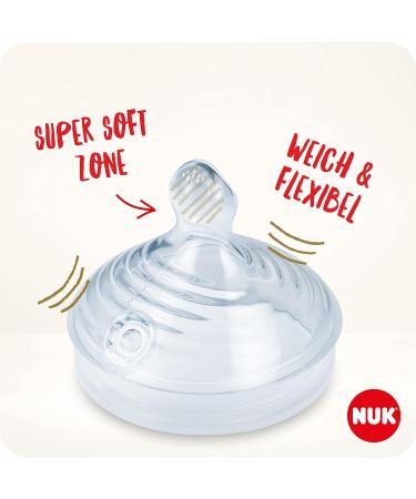 Nuk Nature Sense Baby Bottles Starter Set | 0-18 Months | Anti-Colic BPA-Free | 9-Piece Gray & White Set with Pacifier & Bottle Brush - Buy Online on GoSupps.com
