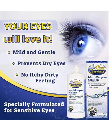 Clear Conscience Contact Lens Solution 12oz â€“ Multi-Purpose Sterile Eye Cleaner for Soft & RGP Lenses - Buy Online on GoSupps.com