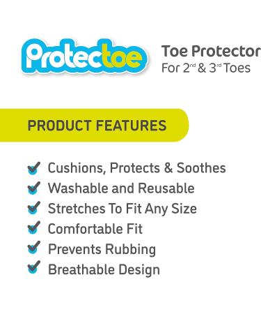 Protectoe Toe Protector Gel Toe Cap for 2nd & 3rd Toes - Pack of 10 - Buy Online on GoSupps.com