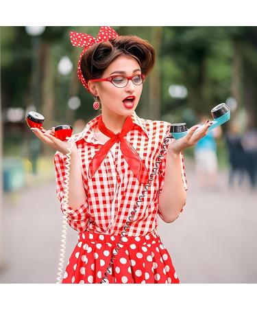 Polka Dot Headband - 1950s Headbands and Drop Earrings Set | Print Dangle Earrings with Vintage Hair Bands Chiffon Scarf Cat Eye Glasses Red One Size - Buy Online on GoSupps.com