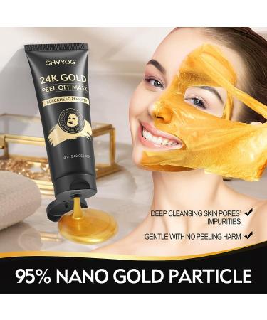 3-in-1 Blackhead Remover Mask with 24K Gold Serum - Deep Cleansing Peel Mask for Blackheads, Whiteheads, Acne & Oil - Includes Silicon Brush - 80g+20ml - Buy Online on GoSupps.com