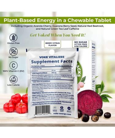 Voke ENERGY TABLETS - Superfood Chewable for Focus & Clarity | 30 Count (Pack of 5) | Vitamin C Mood Support Portable & Resealable - Buy Online on GoSupps.com