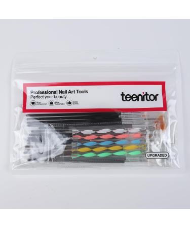Teenitor Black Nail Art Brushes Set - 15pcs Painting Brushes & 5pcs Dotting Tools for Gel Nails - Professional Design Kit with 2-Way Dotting Pen - Buy Online on GoSupps.com