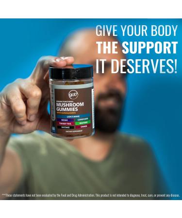 Mushroom Gummies Daily Supplement with Ashwagandha - Lions Mane Turkey Tail Reishi Cordyceps Chaga - Mega 10 Blend Nootropic Organic Mushrooms - Energy Focus Memory and Immune Support - 60ct - Buy Online on GoSupps.com