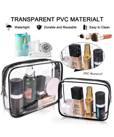 APREUTY Clear Makeup Bags Set - TSA Approved 2Pcs Portable Cosmetic Pouches for Travel, Black - Buy Online on GoSupps.com