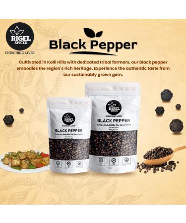 Rigel Spices Black Pepper Whole 100g | 3.5 oz | Sourced from Kolli Hills - Buy Online on GoSupps.com