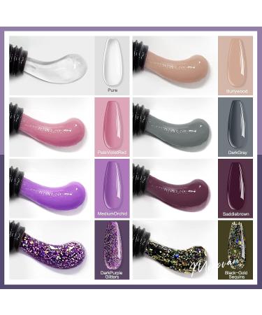 Morovan Poly Gel Nail Kit with LED Nail Lamp - 8 Pcs Poly Gel Nail Kits with U/V Light - Starter Kit in Dark Purple - Buy Online on GoSupps.com