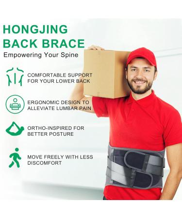 HONGJING XL Back Brace for Lower Back Pain Relief | Lumbar Support with 7 Stays & Breathable Mesh | Ideal for Heavy Lifting & Sciatica Pain Relief - Buy Online on GoSupps.com