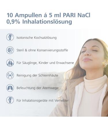 Buy Pari Saline Solution for Inhalation - Sterile 0.9% NaCl - 10 Ampoules of 5ml for Infants Children & Adults - Buy Online on GoSupps.com