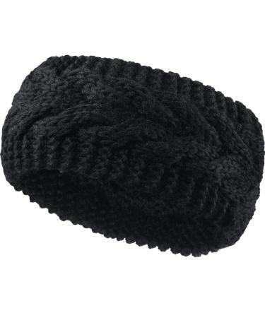 Winter Headband Wool Cable Knit Headband Hair Wrap Ear Warmer for Women (Black) - Buy Online on GoSupps.com