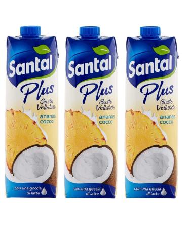 Santal Parmalat Plus Fruit Juice Pineapple and Coconut Fruit juice with a drop of milk Velvety flavor Refreshing drink Tetrapack 1000 ml