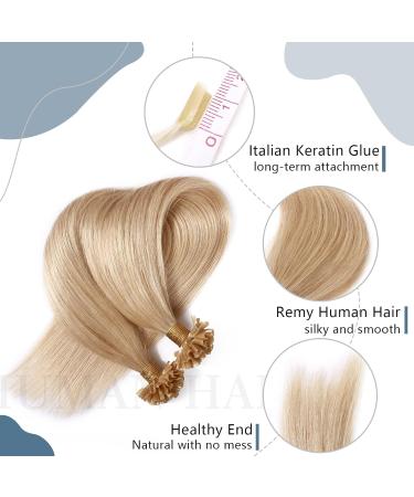 Prebonded U Tip Hair Extensions 50S Keratin Nail Tip Real Remy Human Hair (22"-50g #24 Natural Blonde) - Buy Online on GoSupps.com