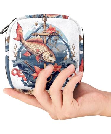 Portable Period Kit Bag | Fish Multicoloured 08 | Feminine Product Pouch for Girls - Buy Online on GoSupps.com