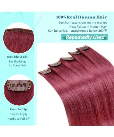 Buy Runature Burgundy Clip In Extensions - 50cm Real Hair 25g Remy Colorful Castle Smooth Finish Premium Quality Hair Extensions - Buy Online on GoSupps.com