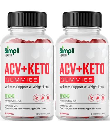 (2 Pack) Simpli Health ACV Ketos Gummies Keto Apple Cider Vinegar 1050mg Formulated to Support Healthy Weight Simpliacv Heath ACV Keto Gummies Simple AVC ACT AC ACB Simply Acc Gummies (120 Gummies) 30.0 Servings (Pack...