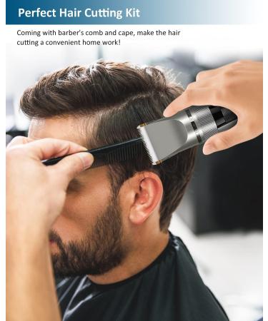 Hair Clippers, Qhou Electric Hair Cutting Kit Pro,Mens Clippers for Hair Cutting Quite LED Display Cordless Rechargeable Hair Trimmer Set Professional Barbers Grooming Kit with Hairdressing Cape(Gray) Gray2 - Buy Online on GoSupps.com