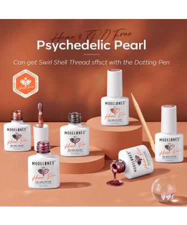 Modelones Hema Free Brown Gel Nail Polish Set 6 Colors Orange Burgundy Red Nail Drawing Swirl Shell Thread Effect Gel Polish Kit Soak Off Led Nail Gel Polish Kit Manicure Nail Art DIY Gifts Orange Burgundy Red Shimmer - Buy Online on GoSupps.com
