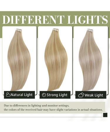 Runature Invisible Tape Extensions - Real Human Hair Blond Highlights 50cm 50g | Ashblond #18AP60 20 Stuck Extensions - Buy Online on GoSupps.com