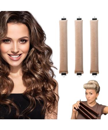 Yeria 3 pieces curls without heat curly winder overnight overnight blowout curly band curly winder for sleeping Heatless Curls Band curlers large for all hair types khaki