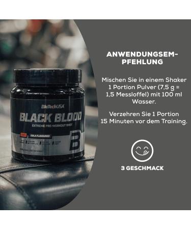 BioTechUSA Black Blood Caf+ Pre-Workout Beverage Powder - 12 Active Ingredients 200mg Caffeine Gluten-Free 300g Cola Flavor | International Shipping - Buy Online on GoSupps.com