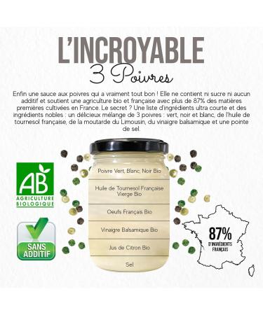 Set of 3 Gourmet Sauces - 1 Aioli Sauce 1 B arnaise Sauce & 1 Sauce 3 Peppers - Gourmet & Healthy Flavors - Organic & French - Buy Online on GoSupps.com