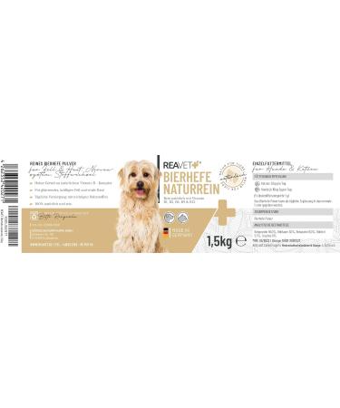 Reavet Beer Yeast Powder for Dogs & Cats 1.5kg - Pure Borre Yeast for Hair Loss & Ticks Natural B Vitamins & Biotin Additive-Free - Buy Online on GoSupps.com