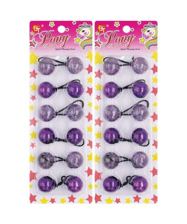 12 Pcs Hair Ties 25mm Ball Bubble Ponytail Holders Colorful Glitter Galactic Elastic Accessories for Kids Children Girls Women All Ages (Purple) - Buy Online on GoSupps.com