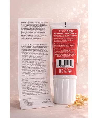 Restored Target Serum Red Light Therapy 1 oz Hydrating Anti-Aging Serum with Hyaluronic Acid Vitamin C Peptides for Face & Body - Buy Online on GoSupps.com