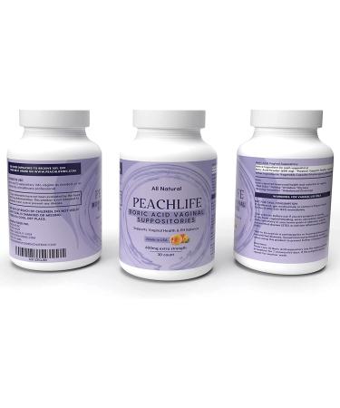 Boric Acid Suppositories in Vegetable Capsules by Peachlife - USA Made for Vaginal pH Balance - Buy Online on GoSupps.com