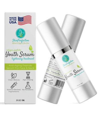 Youth Serum Collagen Peptide Booster Anti-aging Tightening Treatment Hyaluronic Acid Relistase Matrixyl 3000 Regu Age Syn-Coll Teprenone Homeostatine Spin Trap Skin Perfection .5 Oz