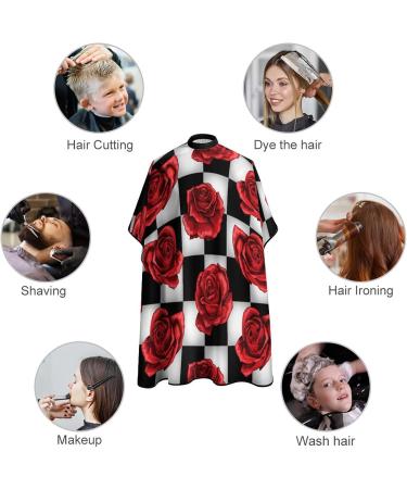 Red Roses Black White Plaid Barber Cape - Professional Hair Cutting Apron for Kids - Buy Online on GoSupps.com