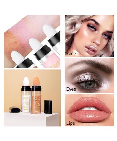 Aonat Highlighter Powder Stick - White & Pink Glittery Shimmer for Face Eyes Lips & Hair | Body Glow & Sparkle - Buy Online on GoSupps.com