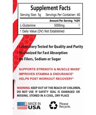 Muscle Recovery Supplements | Glutamine Powder 5000MG | PRE & Post Workout | 3 Cans 900 Grams - International Shipping Available - Buy Online on GoSupps.com