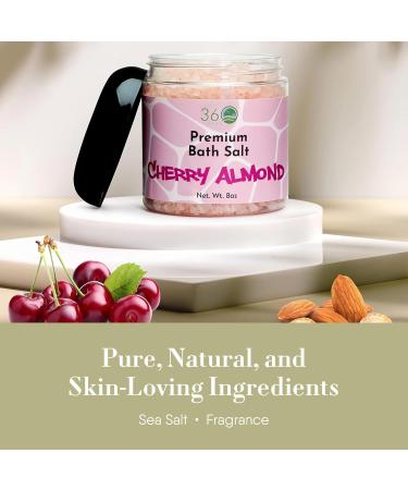 360Feel Cherry Almond Bath Salt Scrub - Aromatherapy Bath Soak - Detox and Moisturize with Alcohol-free Scrub - Vegan and Cruelty-Free - Get a Healthy Glow - 8 Oz Jar 8 Ounce (Pack of 1) Cherry Almond - Buy Online on GoSupps.com