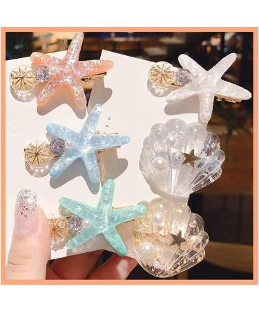 Hair Hairpin Sea Shell Starfish Hairpin Girls Cute Sweet Hair Ornament Clips for Children's Hair Accessories Clips Brown - Buy Online on GoSupps.com