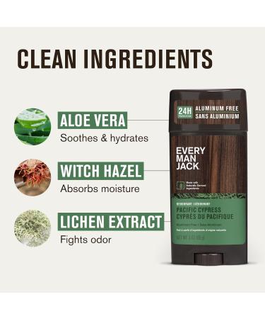 Every Man Jack Pacific Cypress Men s Deodorant - Stay Fresh with Aluminum Free Deodorant For all Skin Types - Odor Crushing Long Lasting with Naturally Derived Ingredients - 3oz (2 Pack) - Buy Online on GoSupps.com