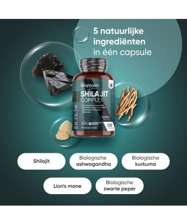 Shilajit Complex 18210 mg With Lions Mane Organic Ashwagandha Turmeric and Black Pepper 120 vegan capsules for a 4month supply Natural ingredients WeightWorld - Buy Online on GoSupps.com