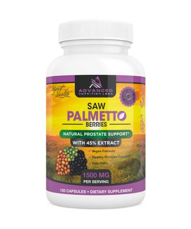 Advanced Nutrition Labs Saw Palmetto  1500 mg  120 Capsules  Plus Extract for Women and Men