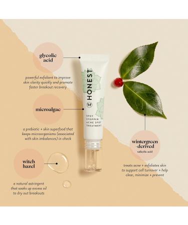 Honest Beauty Acne Spot Treatment for Oily Skin | Salicylic Acid & Glycolic Acid | Vegan Cruelty-Free | 0.5 fl oz - Buy Online on GoSupps.com