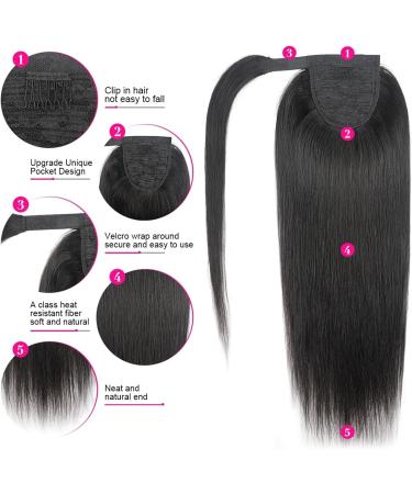 Human Hair Ponytail Hair Piece Wrap Around Ponytail Brazilian Human Hair Straight Pony Tail Hair Extensions for Black Women Clip in Remy Hair Ponytail Hairpiece Natural Color Ponytail Hairpiece for 24inches 100g - Buy Online on GoSupps.com