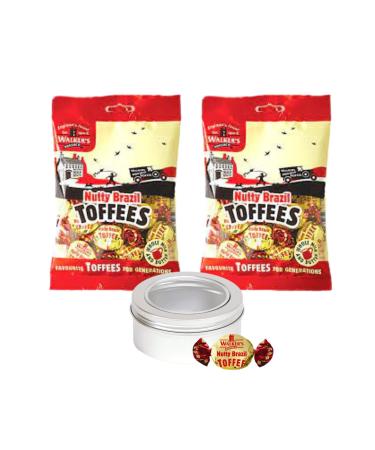 Toffee Sweets Walkers Nonsuch Brazil Nut Flavour x 2 Bags 150g each Bundle with TinTastic Silver Window Lid Refillable On-the-Go Travel Tin