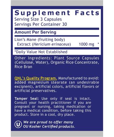 Quantum Nutrition Labs Lion's Mane - Lions Mane Mushroom Supplement Capsules for Focus Memory & Brain Support for Adults & Kids 1000mg Premium Extract Per Serving - 90 Vegetarian Capsules - Buy Online on GoSupps.com