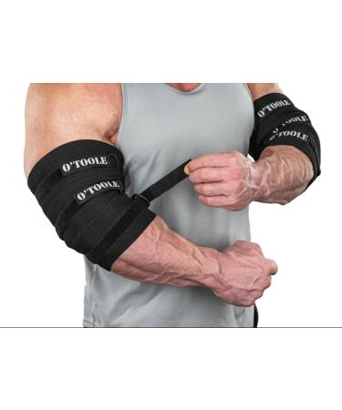 O'Toole Adjustable Support Elbow Compression Sleeve for Bench Press (1 Pair) - Elbow/Knee Brace for Bodybuilding Powerlifting Weightlifting Elbow & Knee Pain Tendonitis - Men & Women (XXL Black/Black) XXL Black/Black