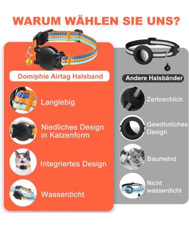 Waterproof Reflective Airtag Cat Collar | XS (18-23cm) - Safety Clasp Perfect for Kittens & Small Dogs - Buy Online on GoSupps.com