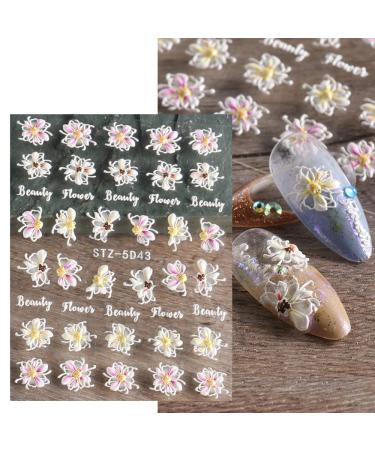 5D Flower Nail Art Stickers - 8 Sheets Exquisite Color Flowers Self-Adhesive Decals for Acrylic Nails - Elegant DIY Nail Art Design for Women - Buy Online on GoSupps.com