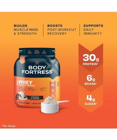 Body Fortress 100% Whey Premium Protein Powder Cookies N' Cream 1.78lbs (Packaging May Vary) & 100% Whey Premium Protein Powder Chocolate 1.78lbs (Packaging May Vary) Cookies & Cream + Chocolate 3.56 Pound (Pack of 2) - Buy Online on GoSupps.com
