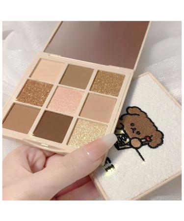 Beauty Palette Cute Dog Pearlescent Eyeshadow Palette 9 Color Matte Eye Plate Glitter Eye Makeup Palette Natural Waterproof Eyeshadow Palette Professional Eyeshadow Palette (Size:1)