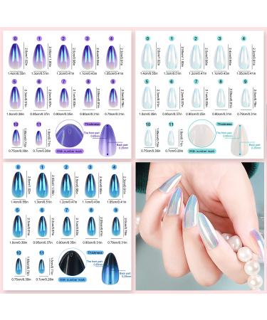 72 Pcs Gradient Stiletto Fake Nails Set - Glossy Colorful Acrylic Tips with Adhesive Tabs and Nail File (Purple+Blue+White) - Buy Online on GoSupps.com