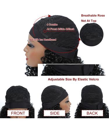 14 Curly Headband Wig for Women - Heat-Resistant Synthetic Glueless Half Wig with Attached Headband for Natural Look - 1B Color - Buy Online on GoSupps.com